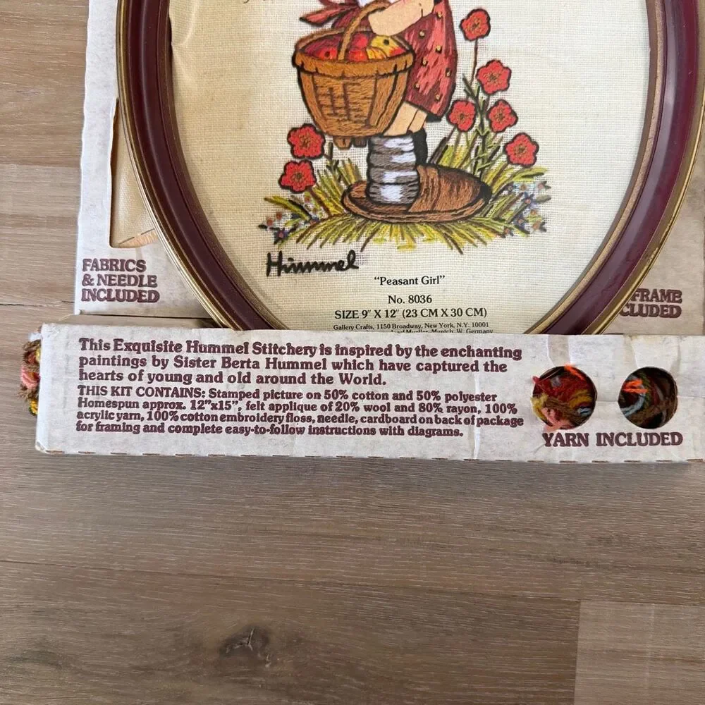 Vintage 70s Gallery Crafts Hummel Stitchery Kit Framed Embroidery Grannycore